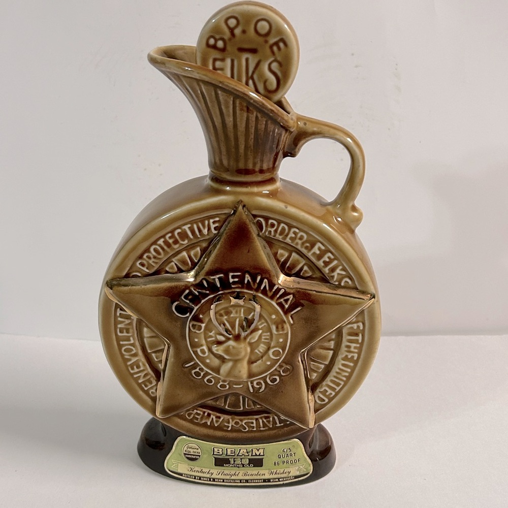 Vintage 1968 Jim Beam Whiskey Bottle B.P.O.E.